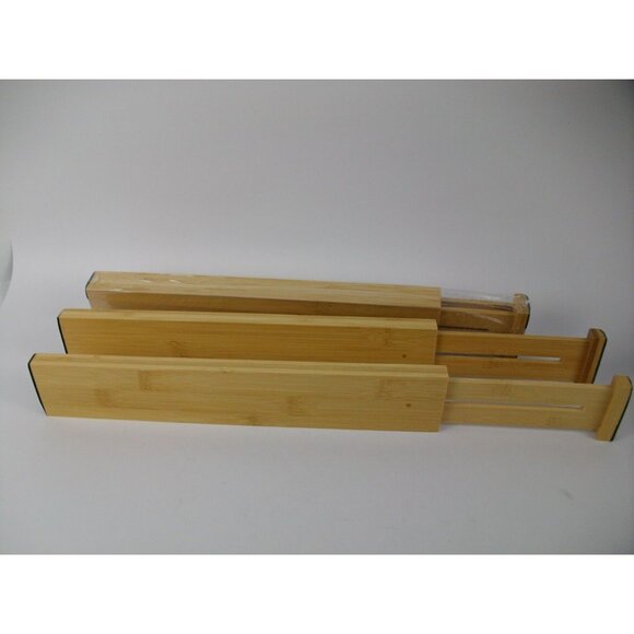 UTOPLIKE 4 pcs Bamboo Drawer Dividers 12.25"-17.25 x 2.36 Adjustable - Picture 3 of 4